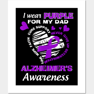 I WEAR PURPLE FOR MY DAD ALZHEIMER AWARENESS RIBBON Gift Posters and Art